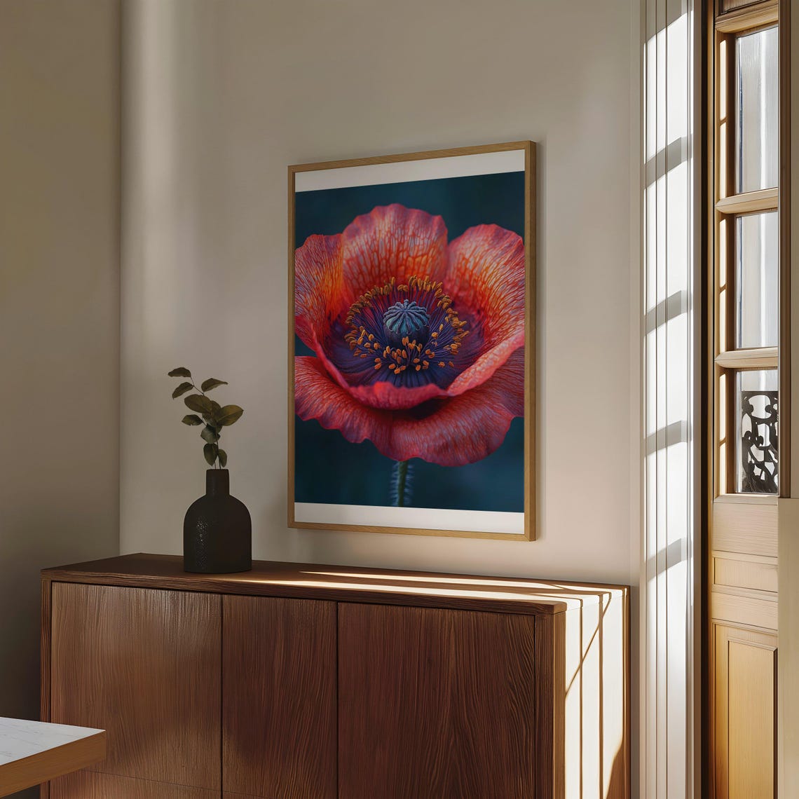 Red Poppy Close Up Poster Vivid Botanical Macro Flower Art Decor - Image 5
