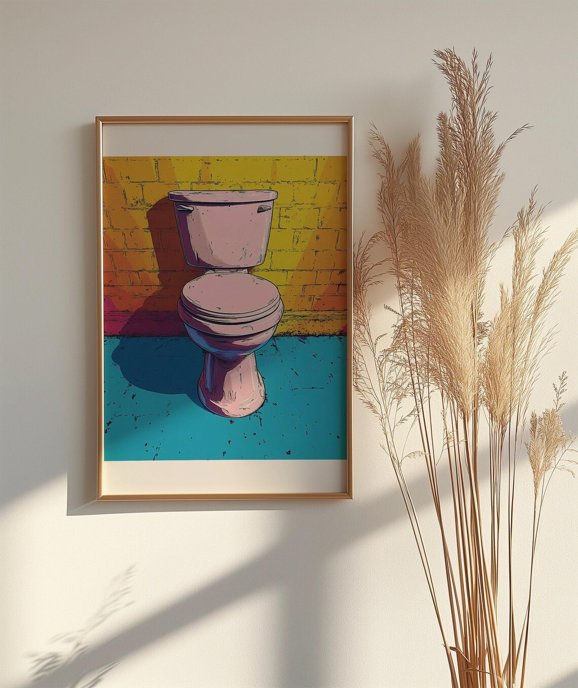 Pop Art Pink Toilet Quirky Fun Colorful Bathroom Decor Poster - Image 2