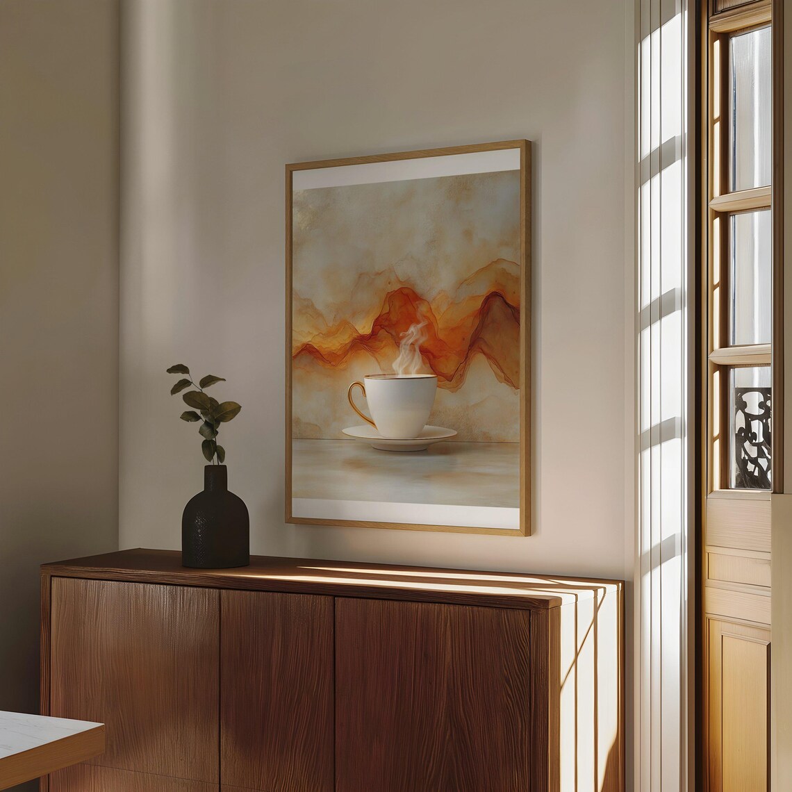 Abstract Coffee Cup Art Modern Wall Art Coffee Lover Dcor Kitchen Art Print Watercolour Wall Art Coffee Time Warm Tones Home Dcor - Image 4