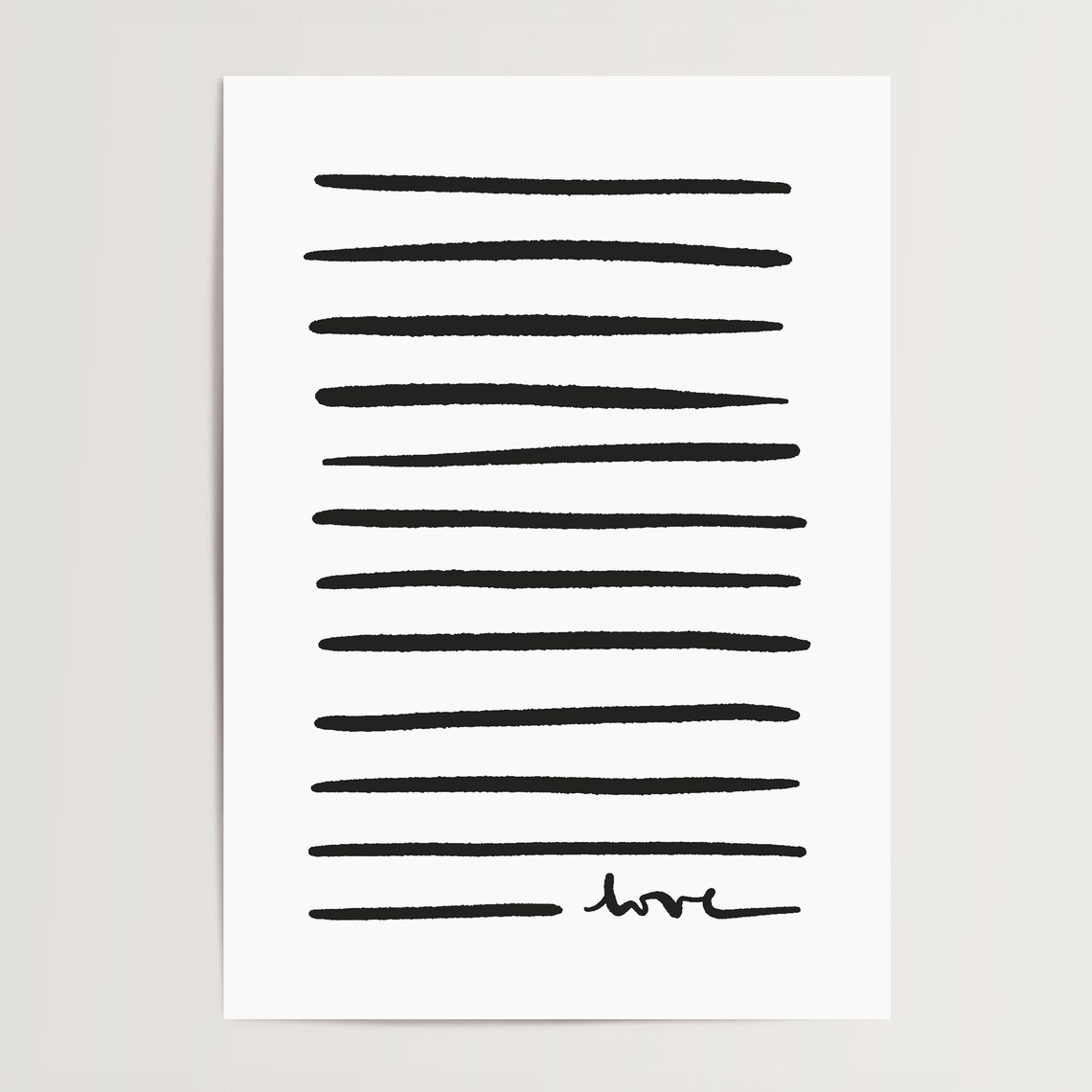 Love Written in Lines Minimalist Black Brush Stroke Art Poster - Image 4