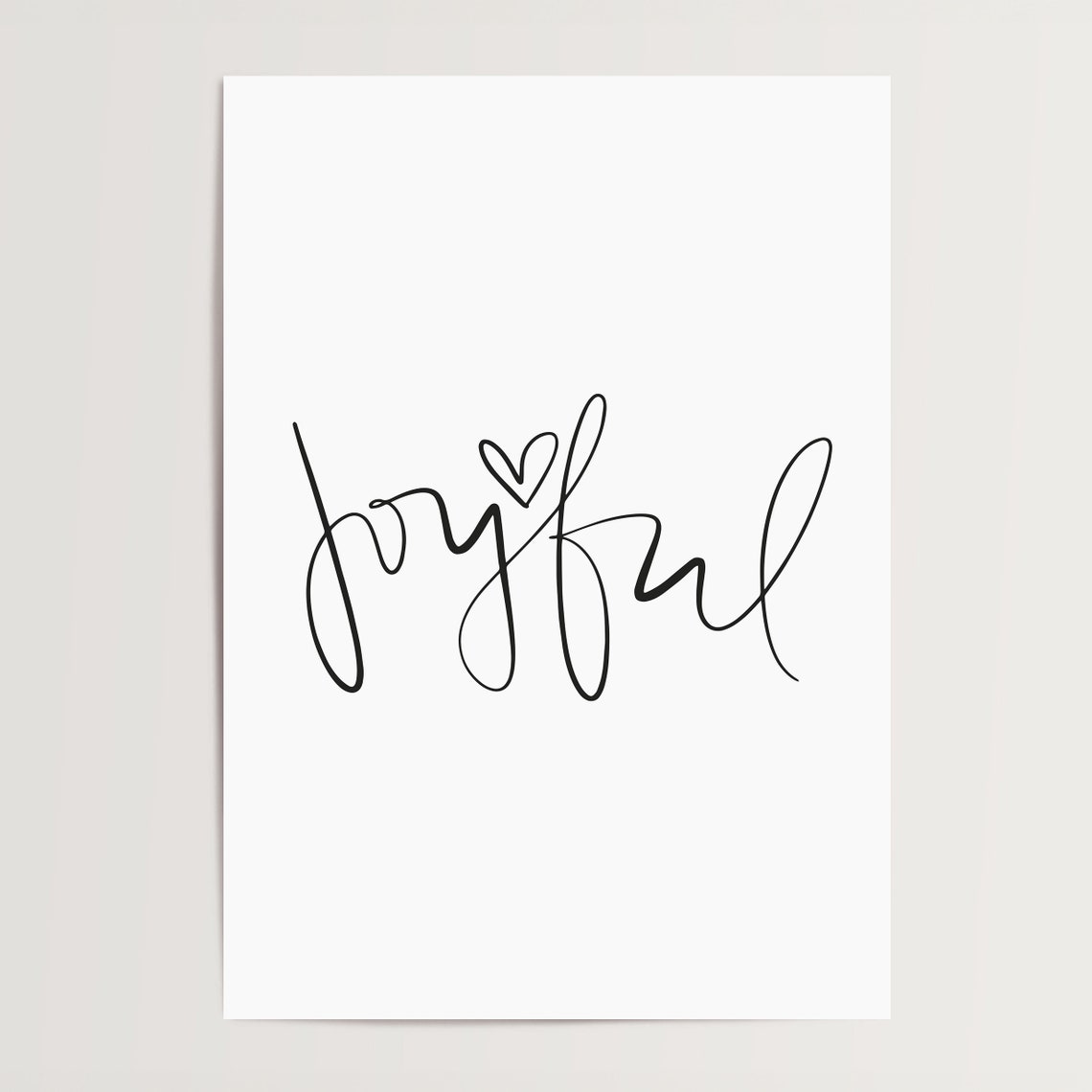 Joyful Heart Calligraphy Happiness Minimalist Word Art Poster - Image 4