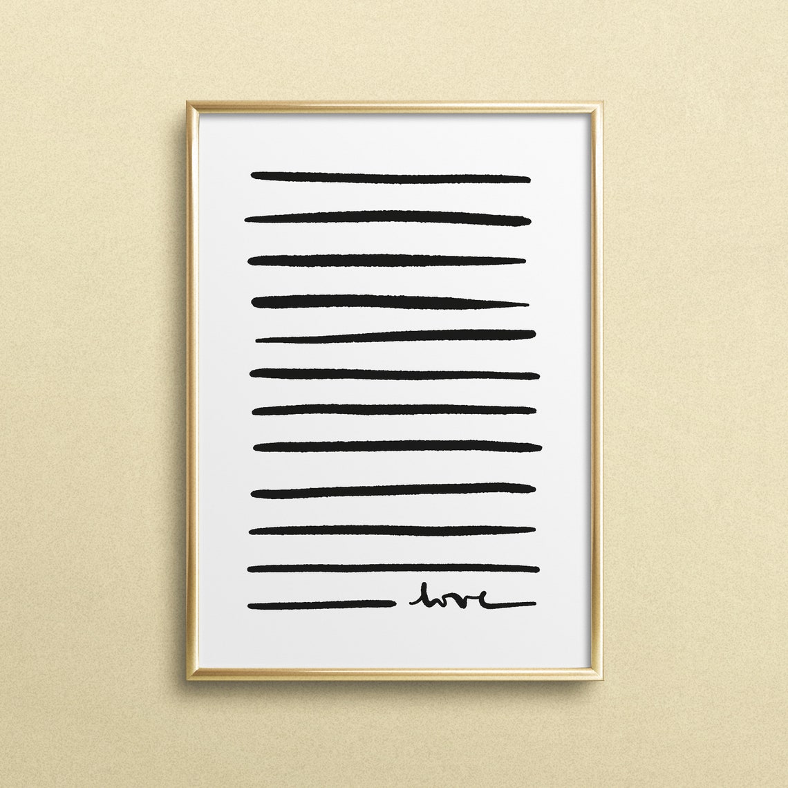 Love Written in Lines Minimalist Black Brush Stroke Art Poster