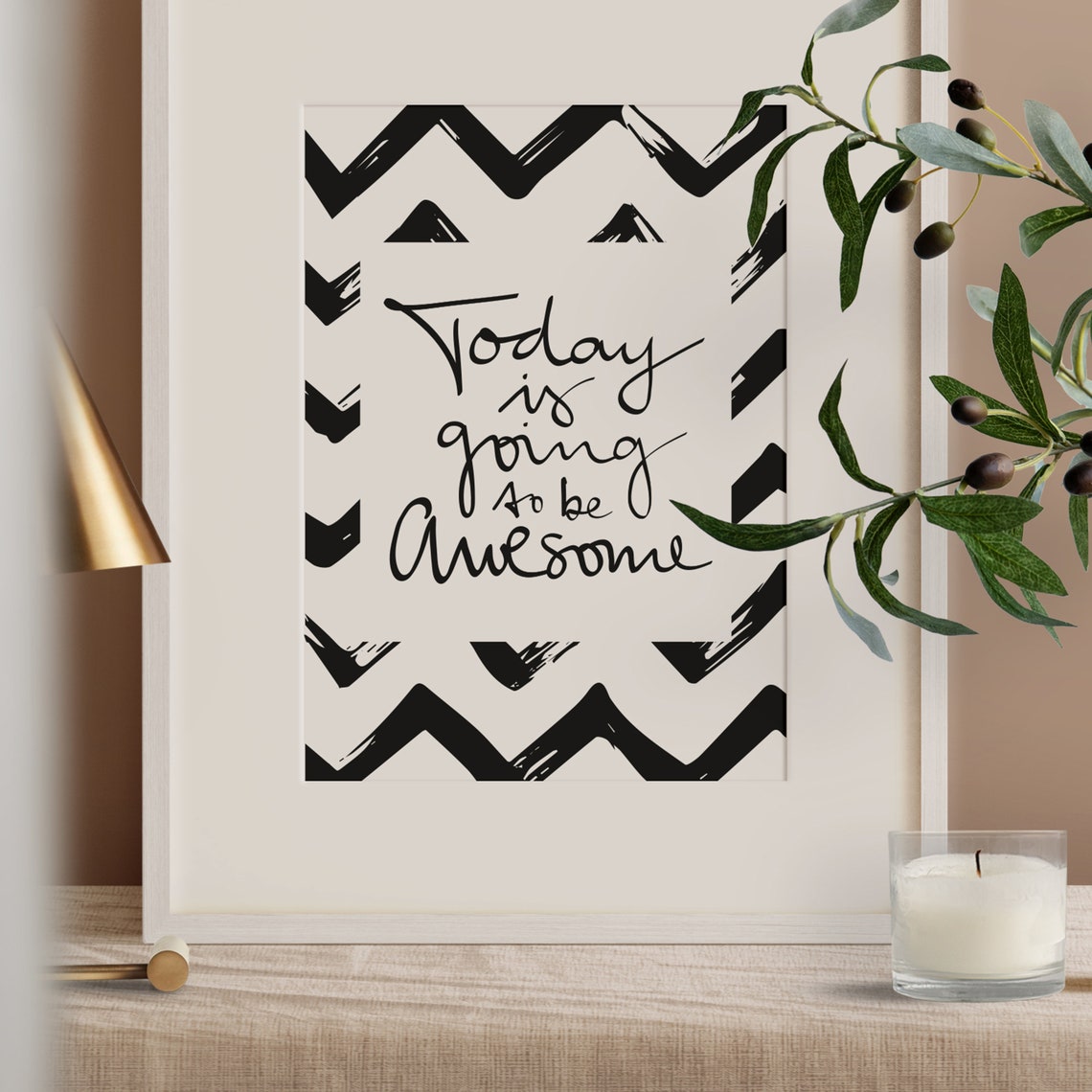 Today Is Going to Be Awesome Chevron Pattern Motivational Poster - Image 3