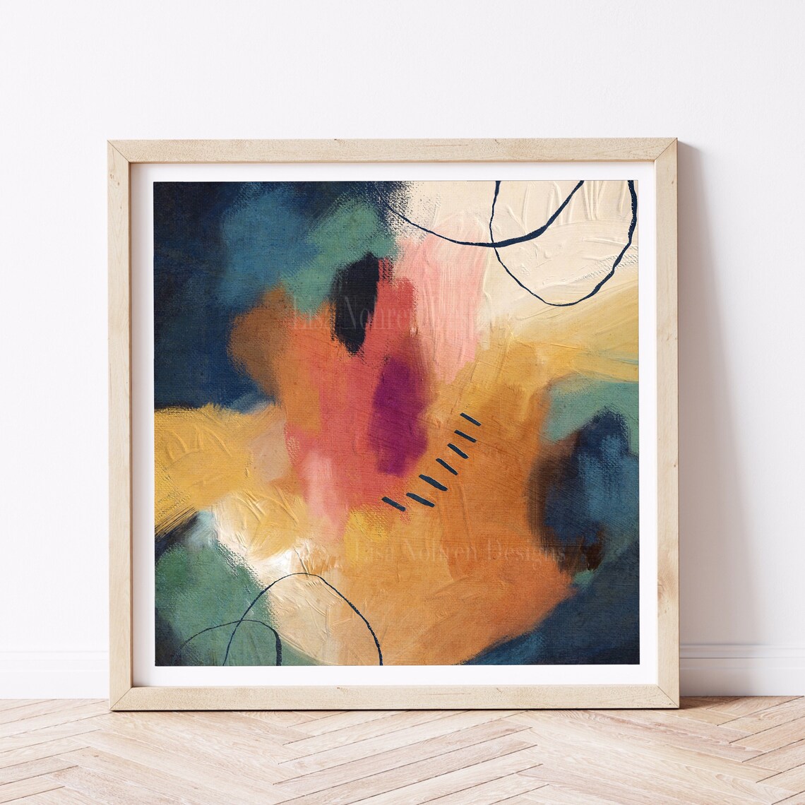 Square Abstract Art, Minimalist Modern Office Print