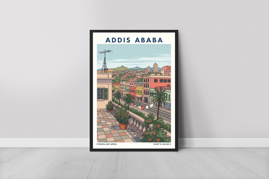Addis Ababa Ethiopia East Africa City Street View Travel Poster