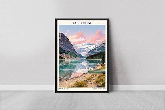 Lake Louise Alberta Canada Turquoise Lake Glacier Hotel Travel Poster