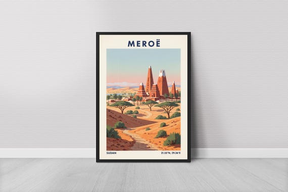 Mero Pyramids Art Print Sudan Travel Poster