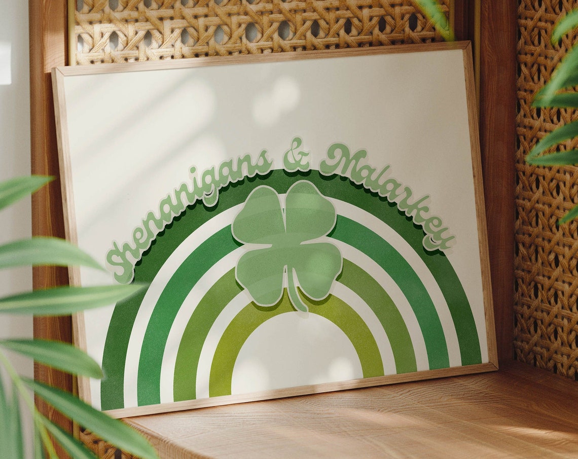 Shenanigans and Malarkey Shamrock Rainbow St Patrick's Day Poster