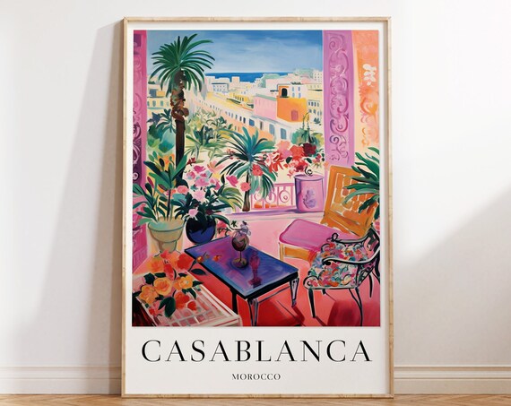 Casablanca Vintage Travel Poster, Morocco Art Print
