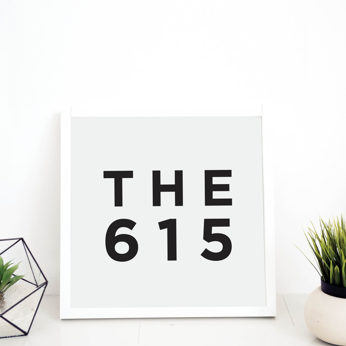 The 615 Nashville Area Code Bold Minimalist Typography Wall Art - Image 2