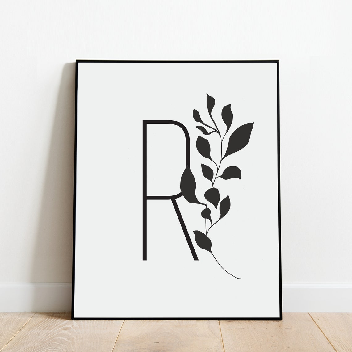 Letter R Botanical Branch Oversized Monogram Minimalist Poster - Image 6