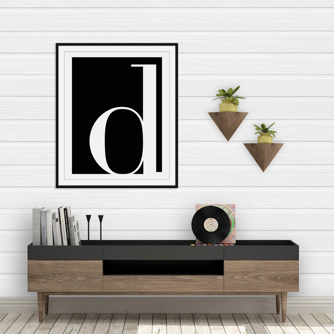 Lowercase D Letter Black White Bold Serif Typography Art Poster - Image 4