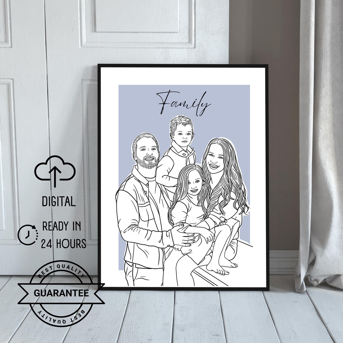 Custom Line Drawing From Photo, Minimalist Couple
