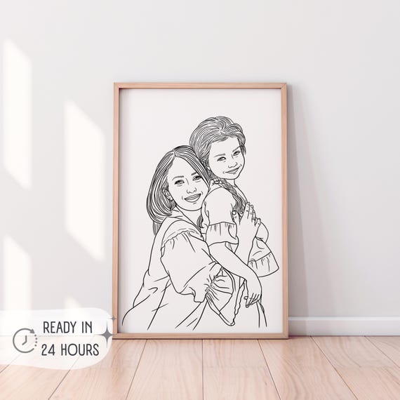 Custom Line Drawing, Personalized Family Art Print
