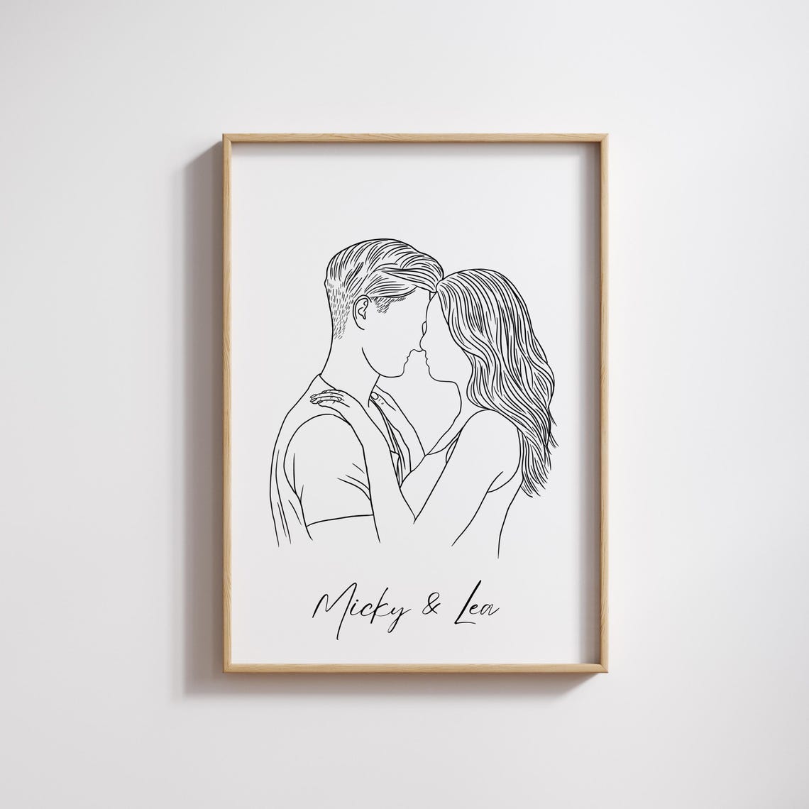 Personalized Couple Line Portrait Art Print for Him - Image 4