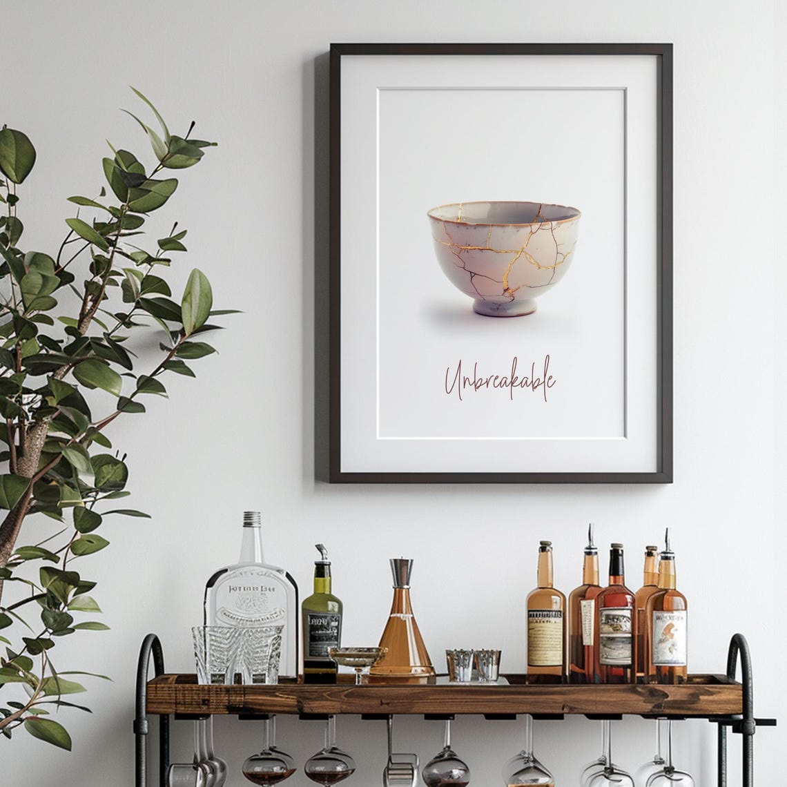 Unbreakable Kintsugi Bowl Gold Cracked Ceramic Resilience Poster - Image 2