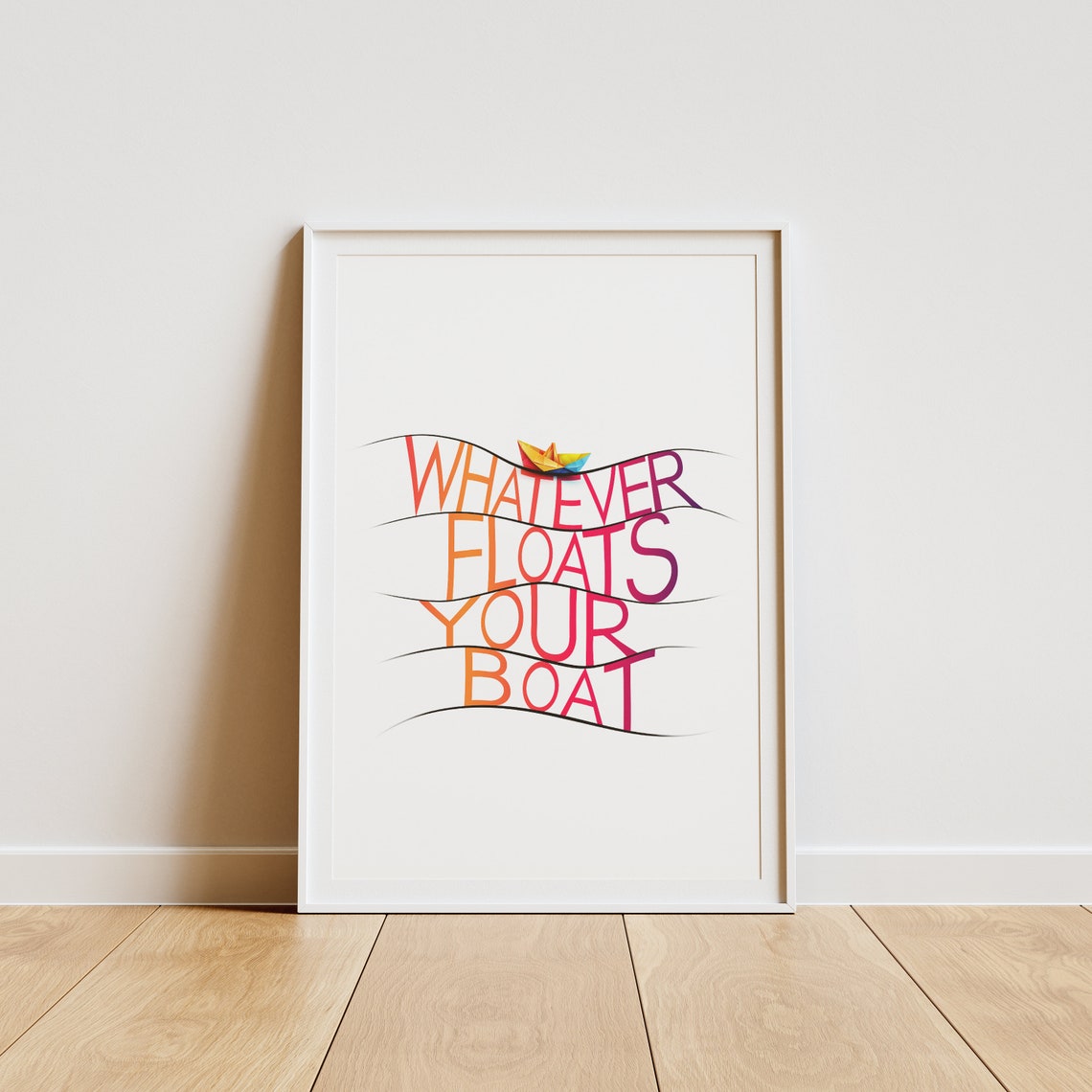 Whatever Floats Your Boat Paper Boat Colorful Wave Quote Poster - Image 2