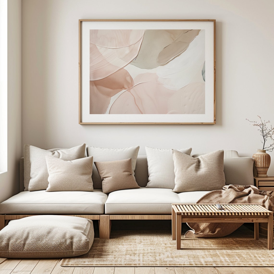 Blush Pink Beige Abstract Brushstroke Minimalist Neutral Poster - Image 3