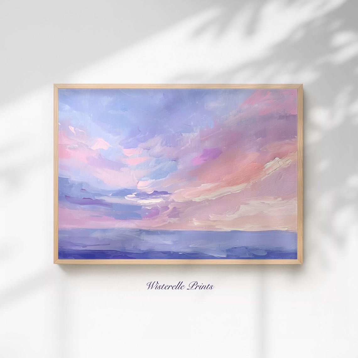 Pastel Ocean Sunset Pink Lavender Clouds Over the Sea Art Poster