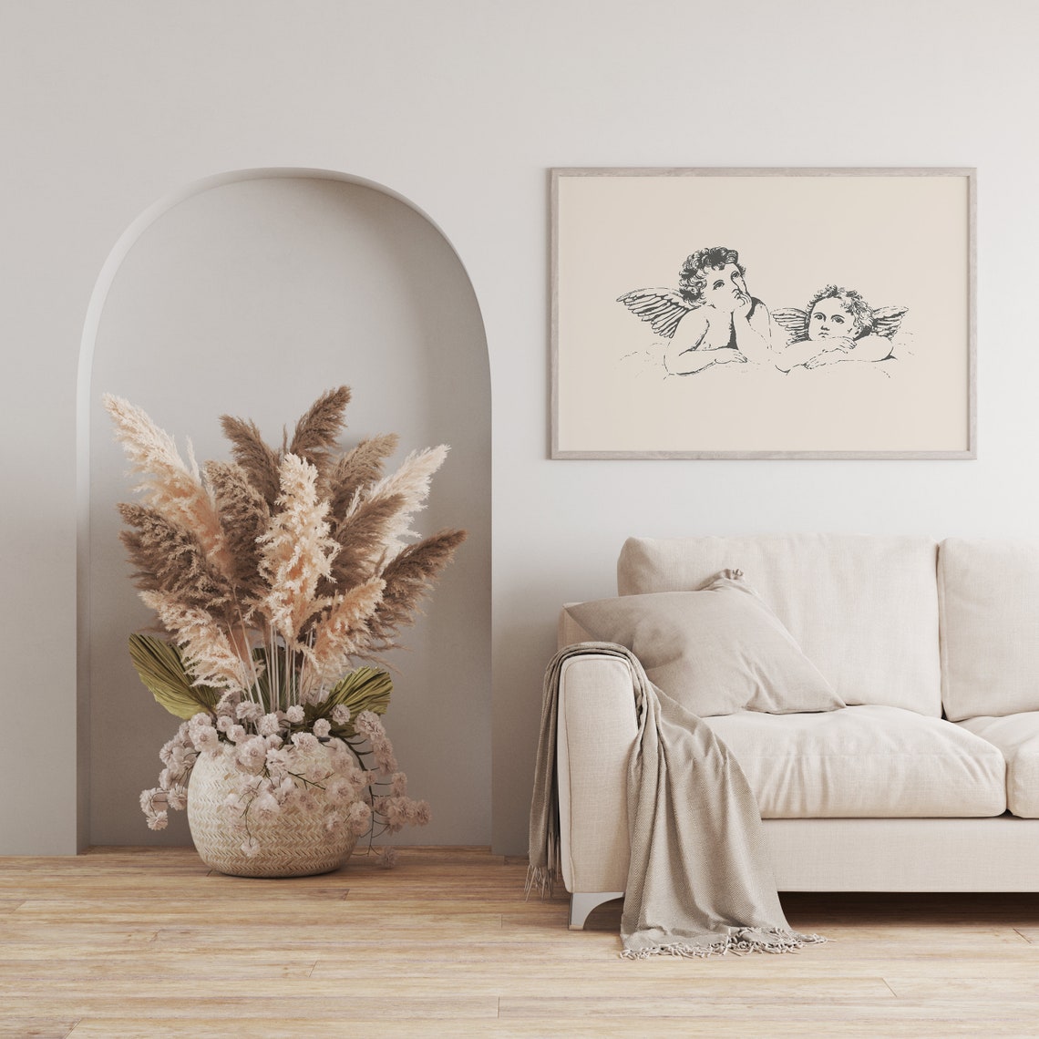 Two Cherubs Resting Vintage Angel Drawing Antique Romantic Art Poster - Image 4
