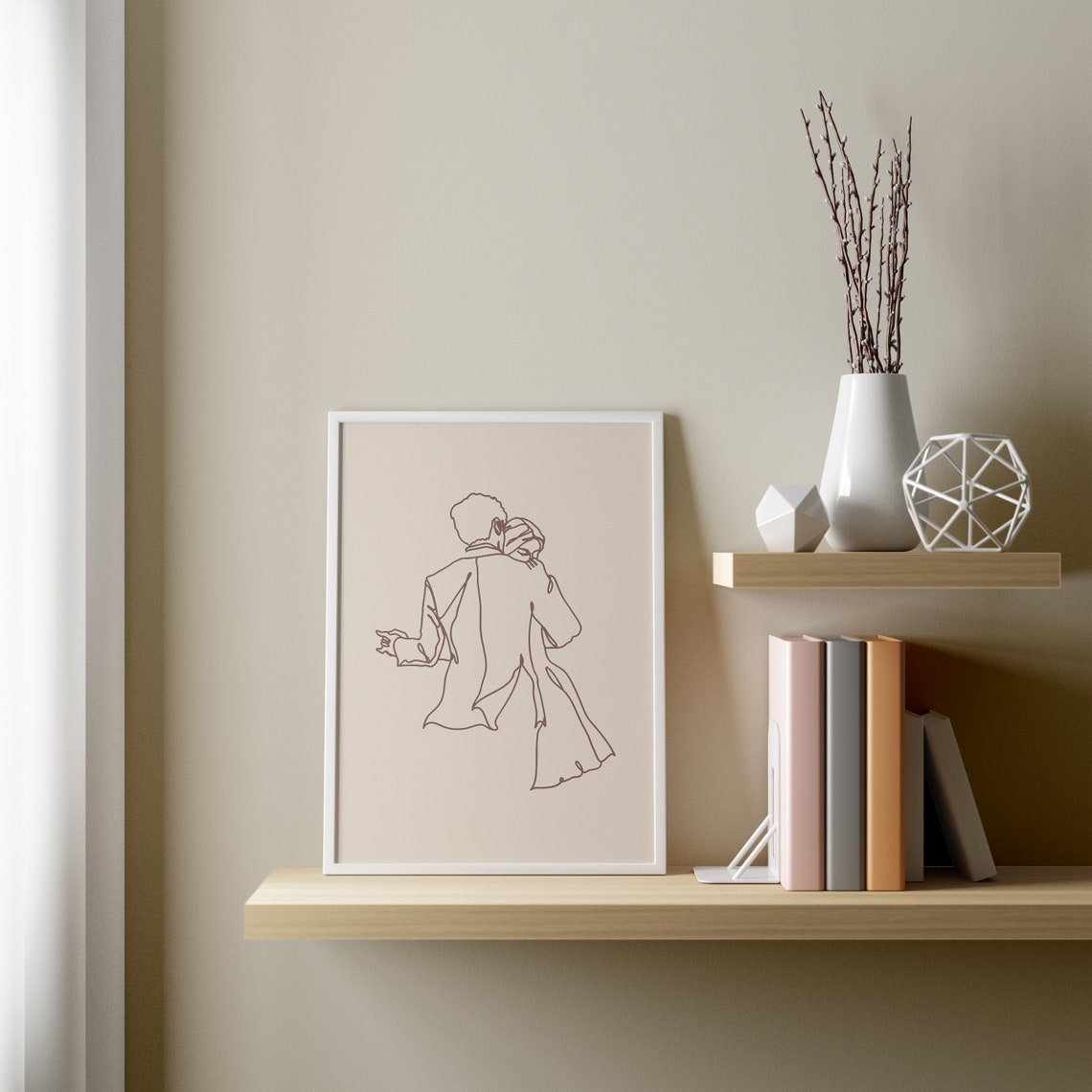 Dancing Couple Kissing Romantic Boho Minimalist Line Art Wall Print - Image 5