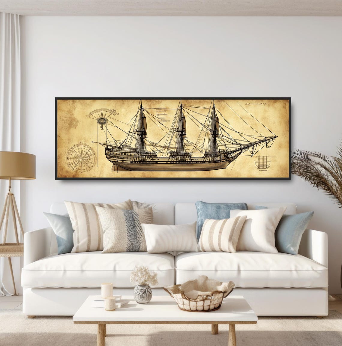 Vintage Tall Ship Blueprint Art Nautical Sailing Ship Diagram Print - Image 5