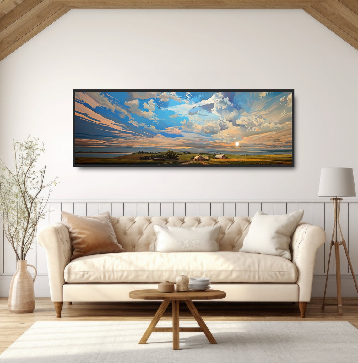 Farm Sunset Dramatic Clouds Panoramic Rural Prairie Landscape Poster - Image 5