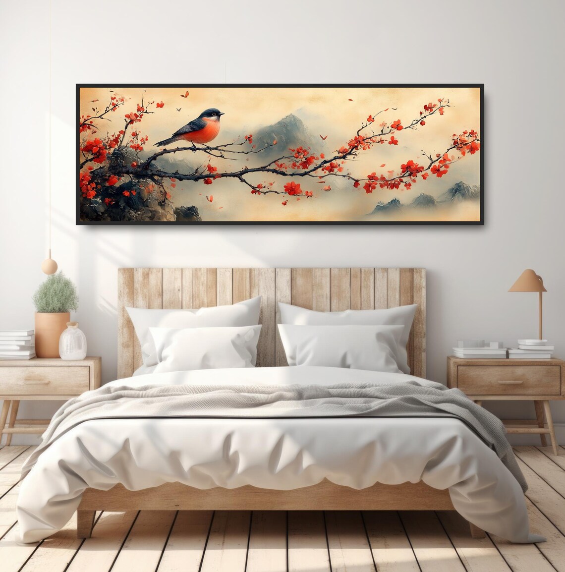 Bird Perched On Branch, Japanese Watercolor Art Print - Image 4