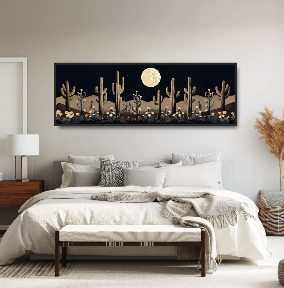 Cactus Full Moon Desert Landscape, Boho Art Print - Image 5