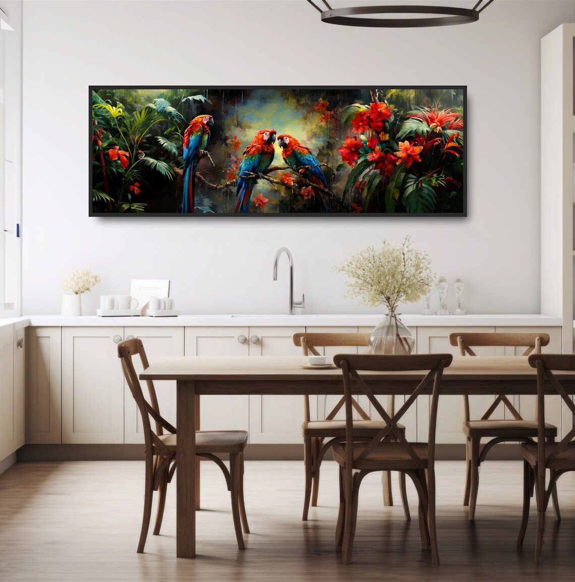Rainforest Scarlet Macaw Parrots, Tropical Art Print - Image 3