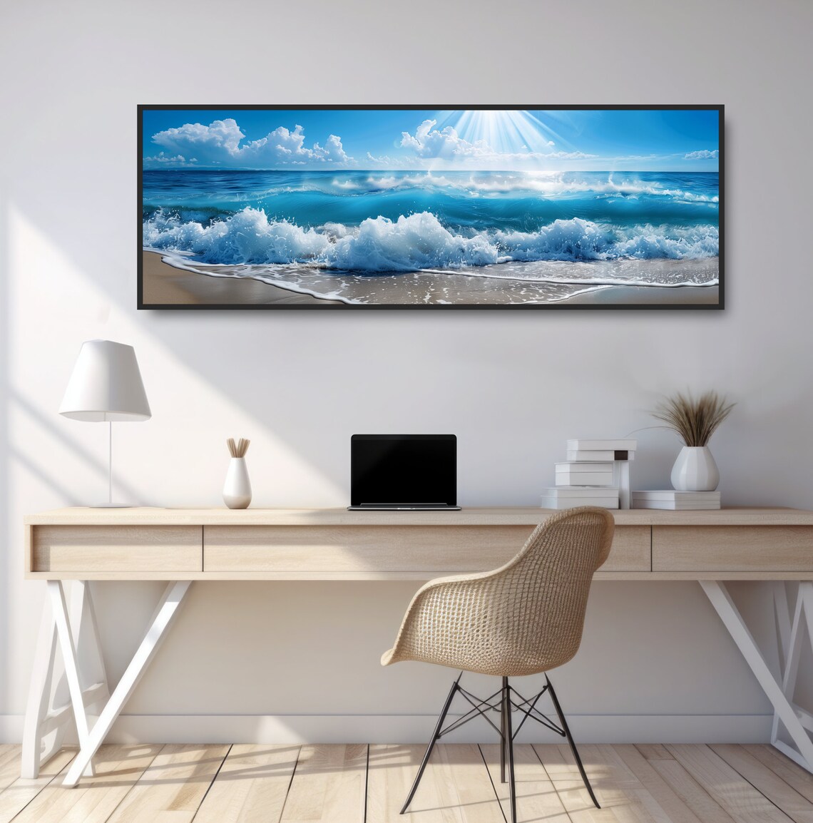Beach Sun Rays Photograph, Ocean Shoreline Wall Art - Image 2