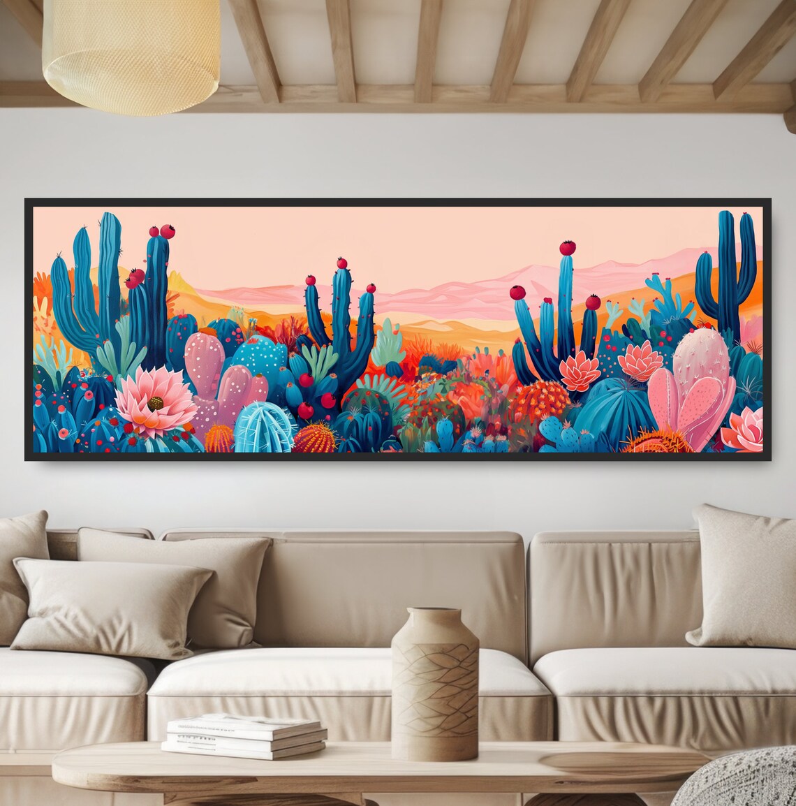 Colorful Neon Desert Cactus Abstract Poster Print