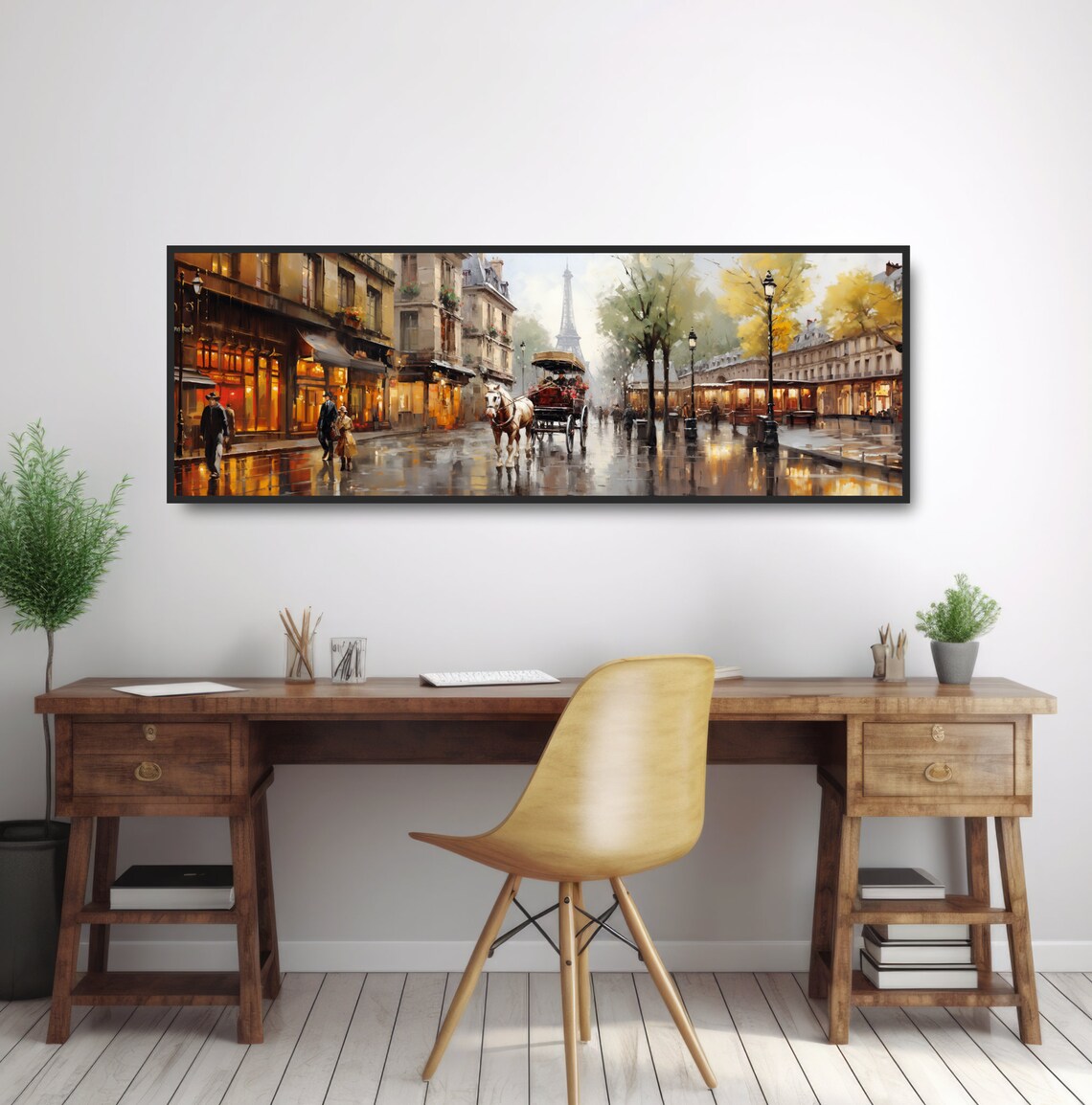 Eiffel Tower Horse Carriage, Rainy Paris Art Print - Image 2