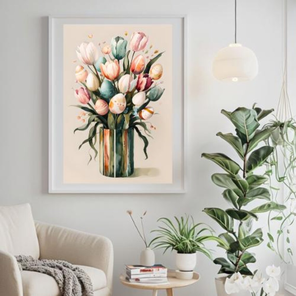 Easter Flower Egg Art Print, Spring Floral Decor - Image 3