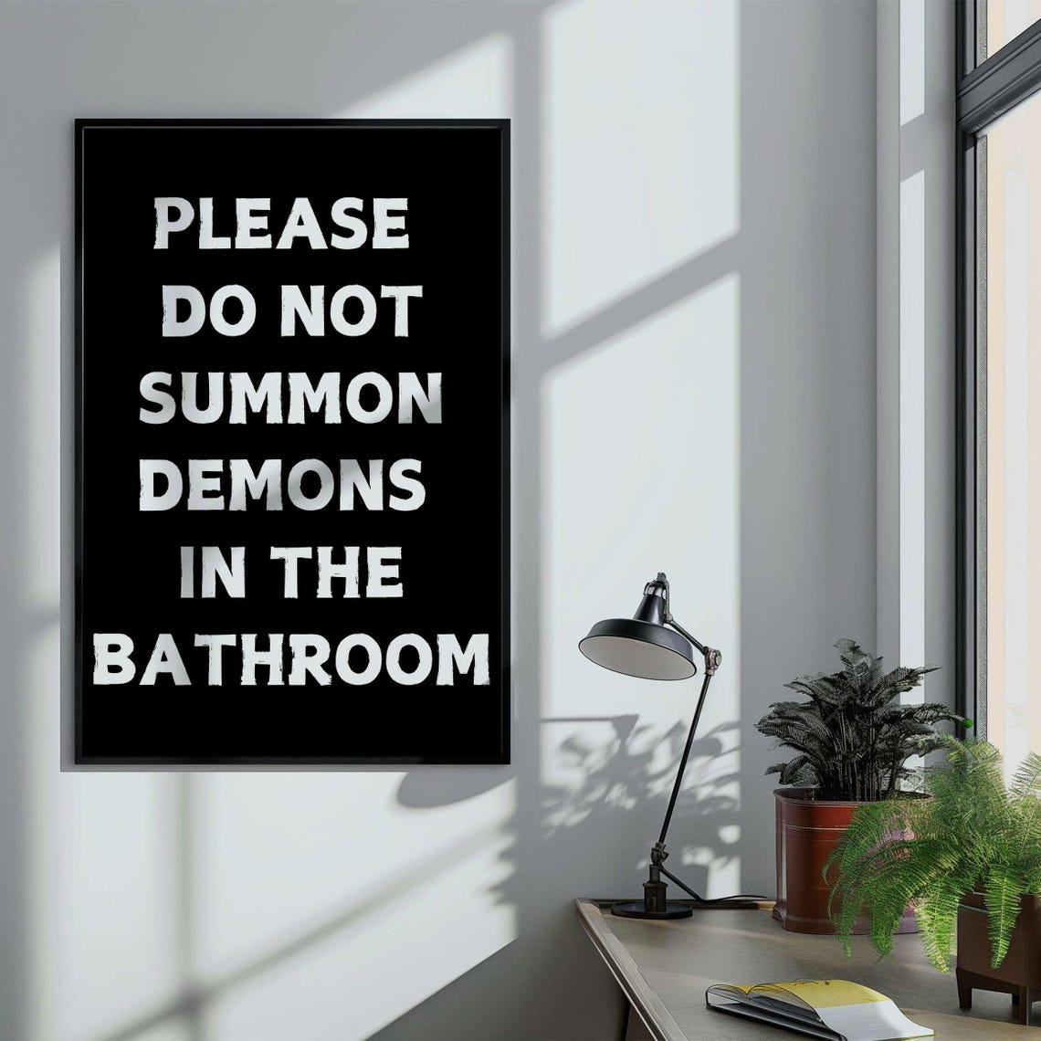 Please Do Not Summon Demons in the Bathroom Funny Spooky Poster - Image 5