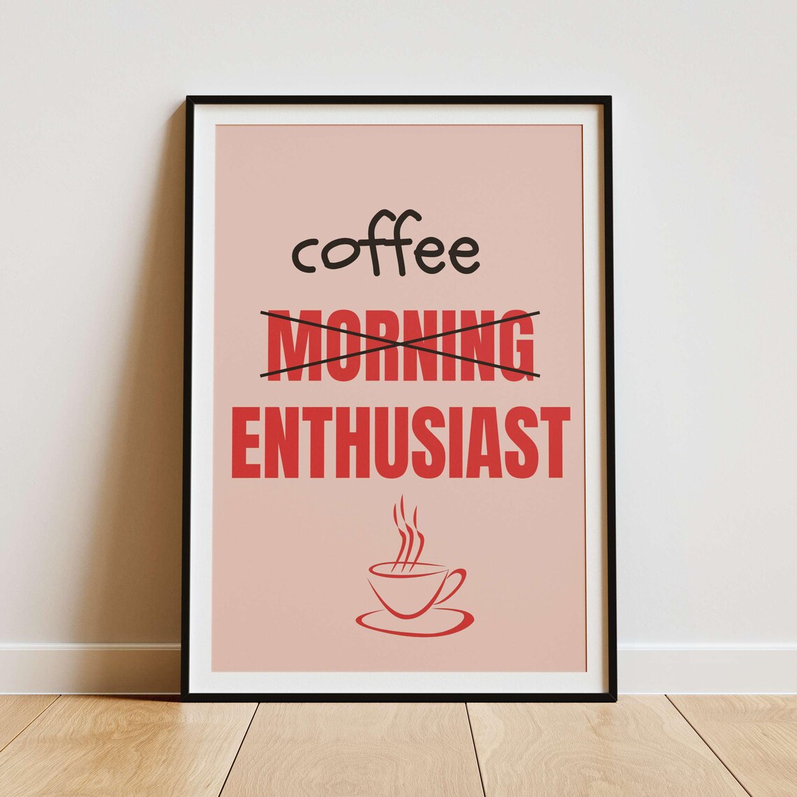 Coffee Morning Enthusiast Crossed Out Navy Coffee Lover Poster - Image 3