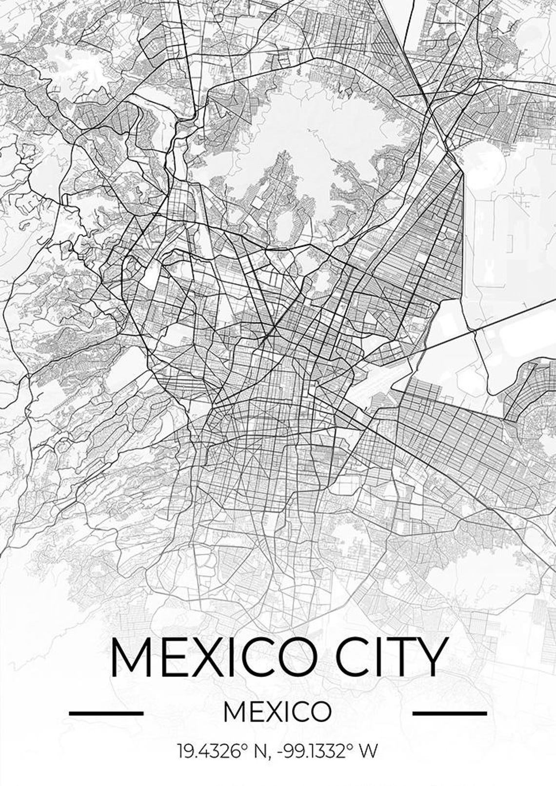 Mexico City Mexico Street Map Gradient Art Travel Gift Poster - Image 4