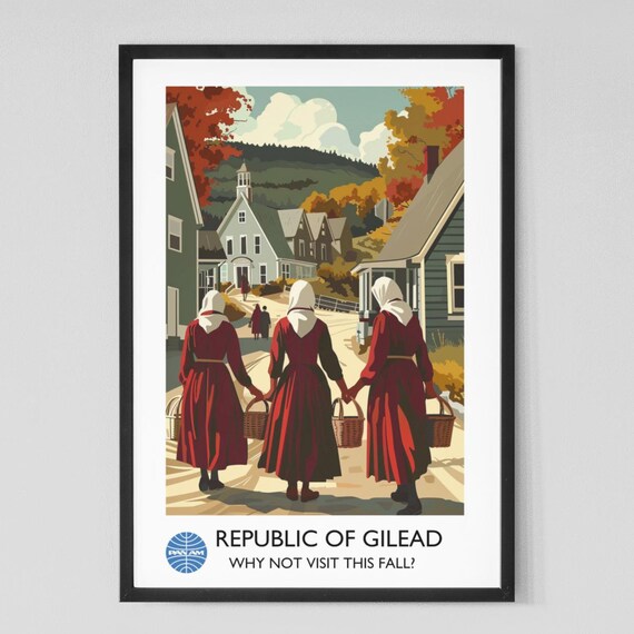 Republic of Gilead Autumn Village Handmaids Red Cloaks Dystopian Poster