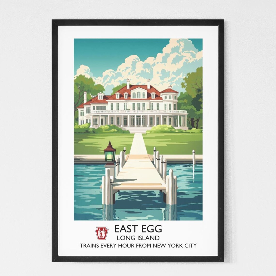 East Egg Long Island Waterfront Mansion Dock Vintage Travel Poster - Image 3
