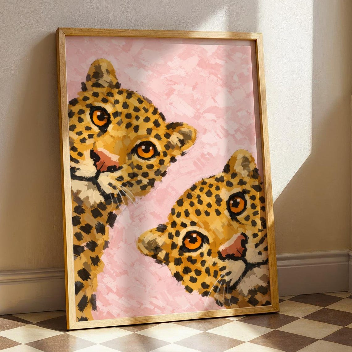 Pink Leopard Whimsical Cheetah Poster