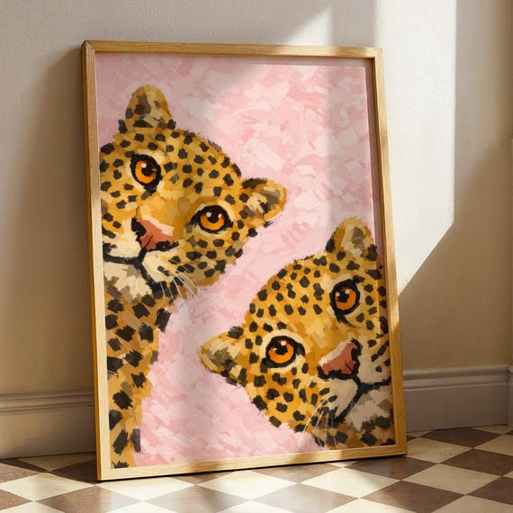 Pink Leopard Whimsical Cheetah Poster