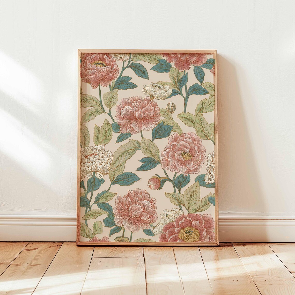 Vintage Floral Peony Print, Retro Botanical Art Print
