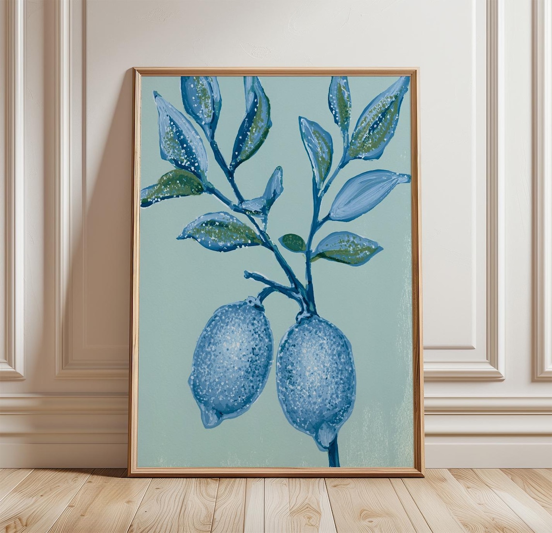 Blue Lemon Branch, Botanical Mediterranean Print