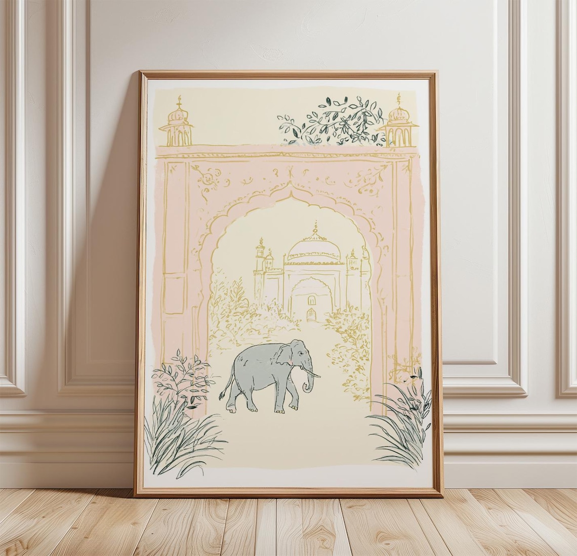 Elephant Palace Mughal Arch, Exotic Jungle Art Print
