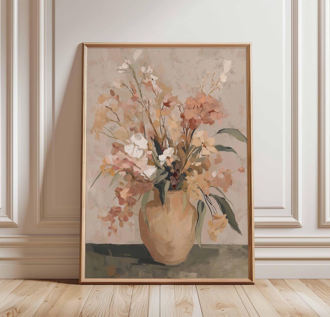 Neutral Floral Bouquet Vintage Style Art Print