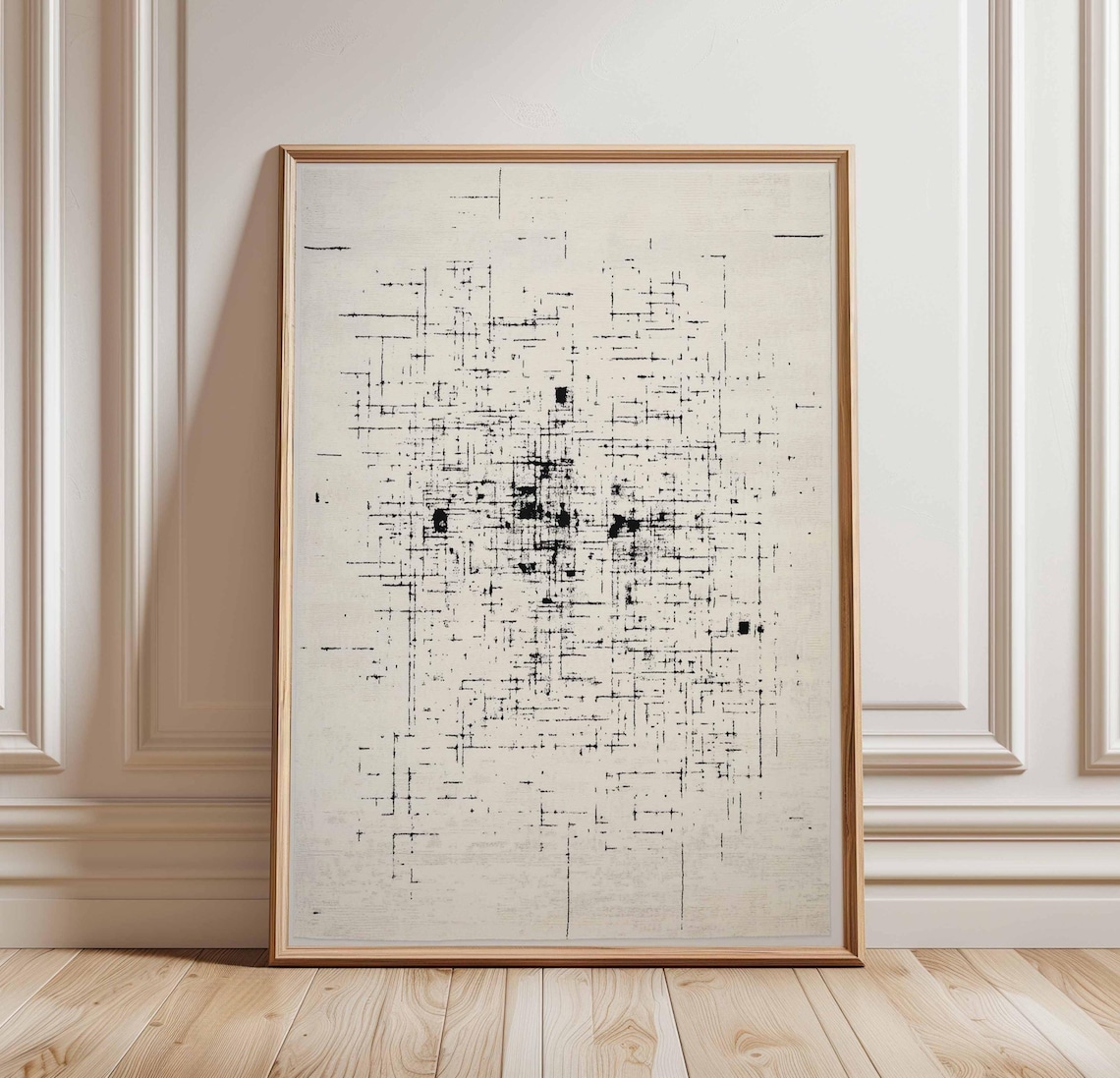 Abstract Black and White Geometric Line Art Print