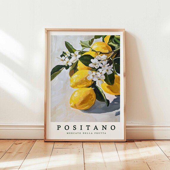 Positano Lemon Branch Oil Painting Poster Mercato Della Frutta Artwork