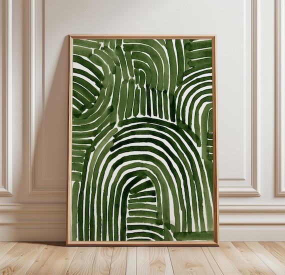 Green Abstract Botanical Wall Art Poster Modern Nature Print Minimal Home Decor Illustration