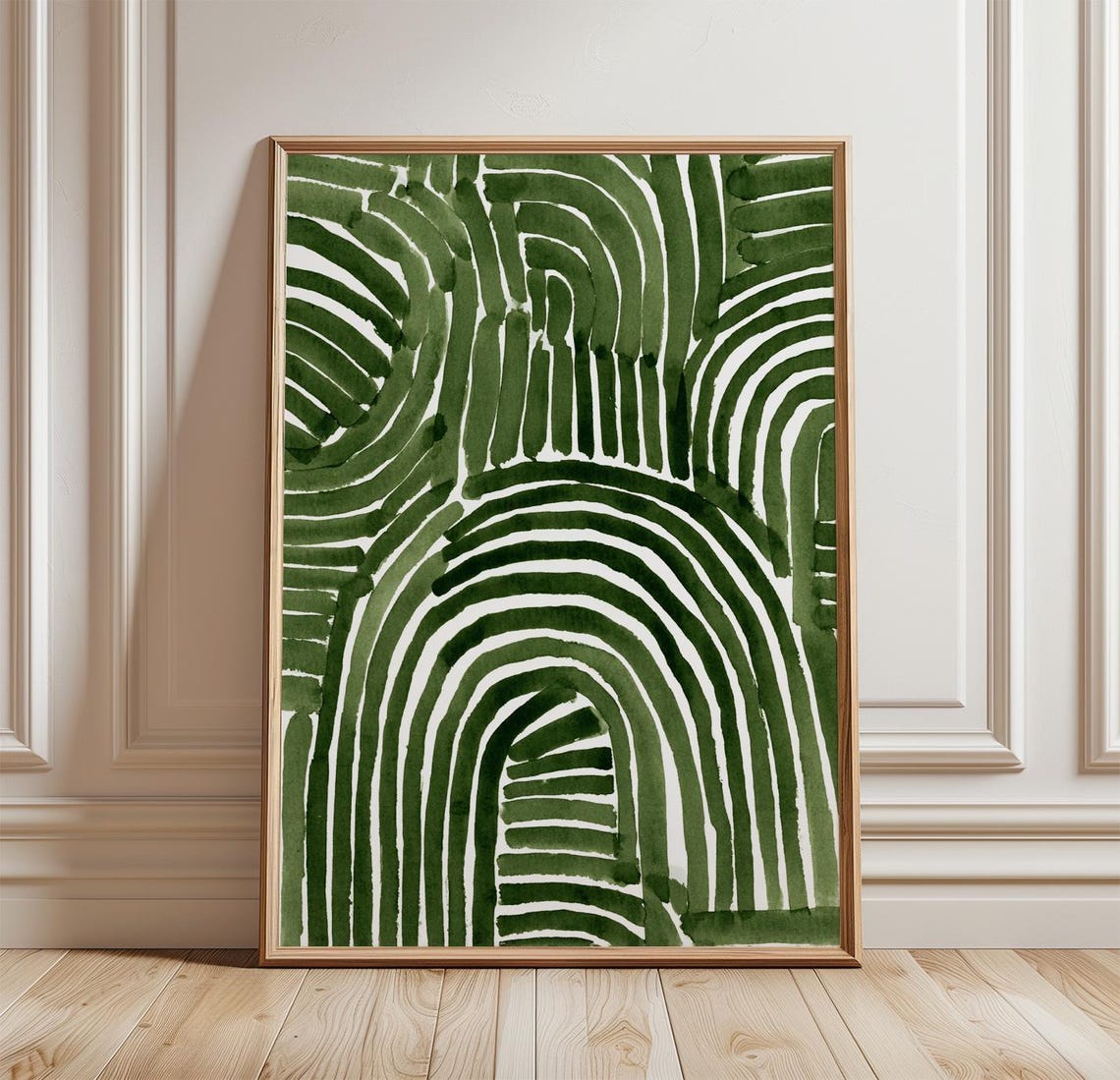 Green Abstract Botanical Wall Art Poster Modern Nature Print Minimal Home Decor Illustration