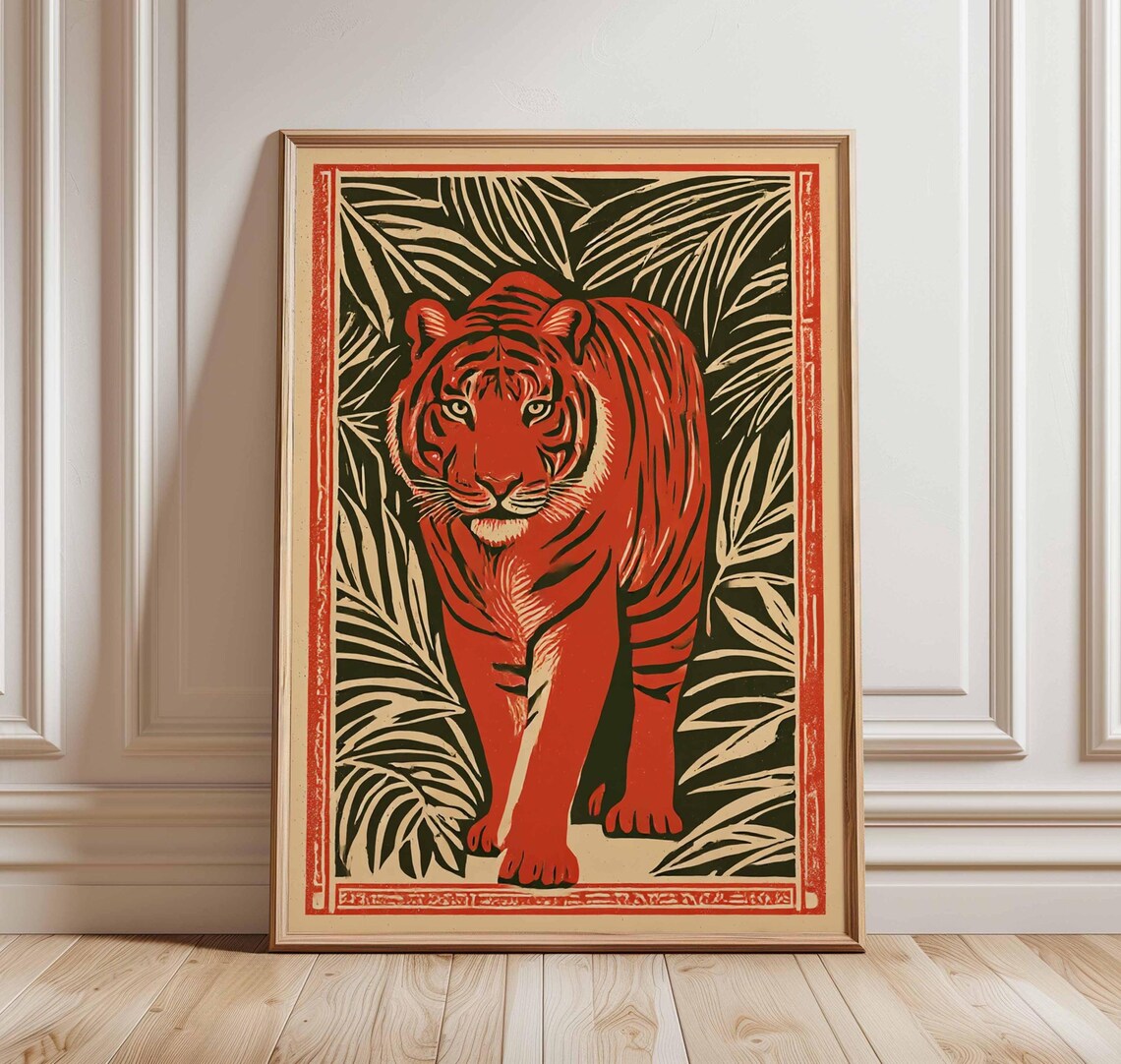 Tiger Jungle Retro Safari Animal Art Print